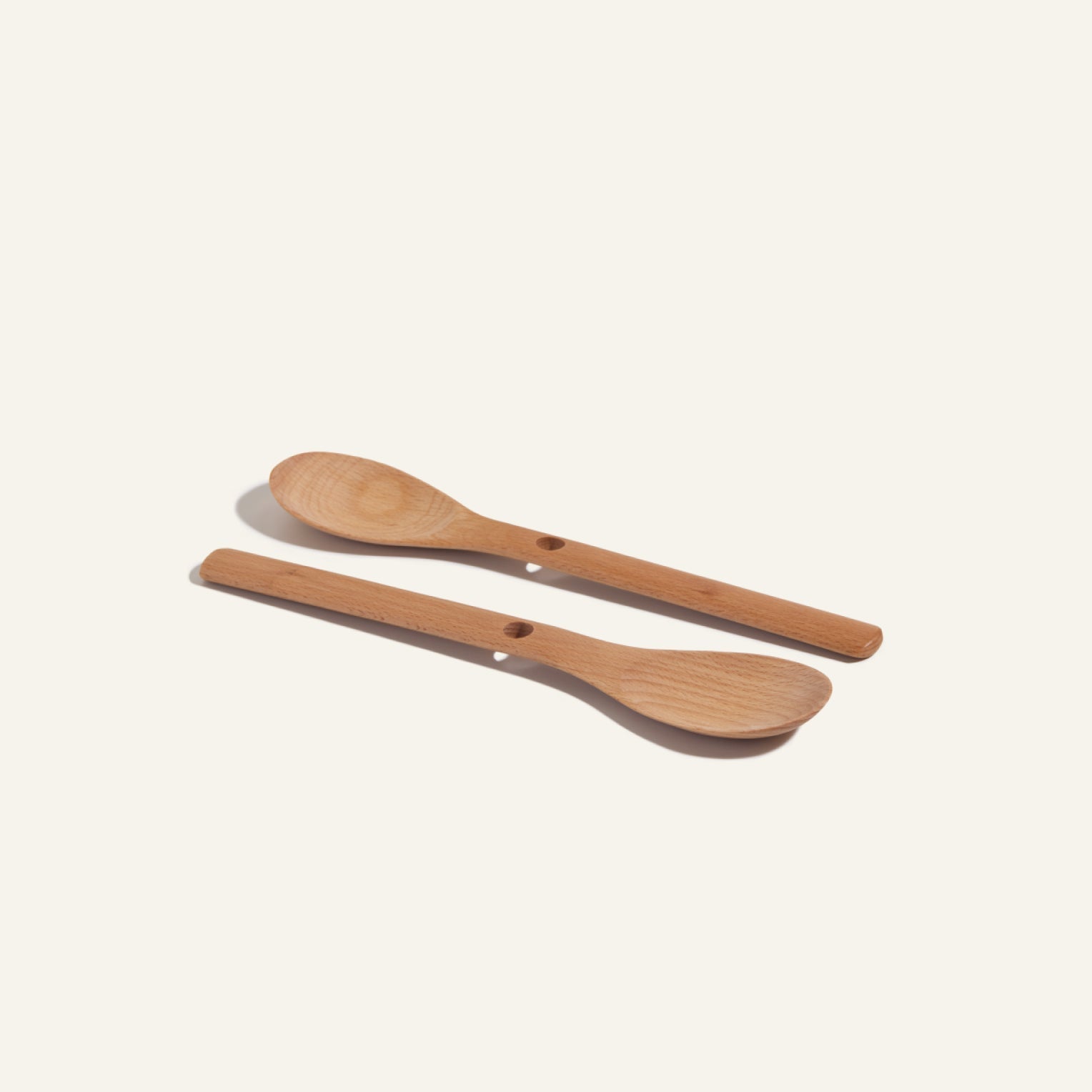 Cuillères de cuisson en hêtre naturel - Lot de 2
