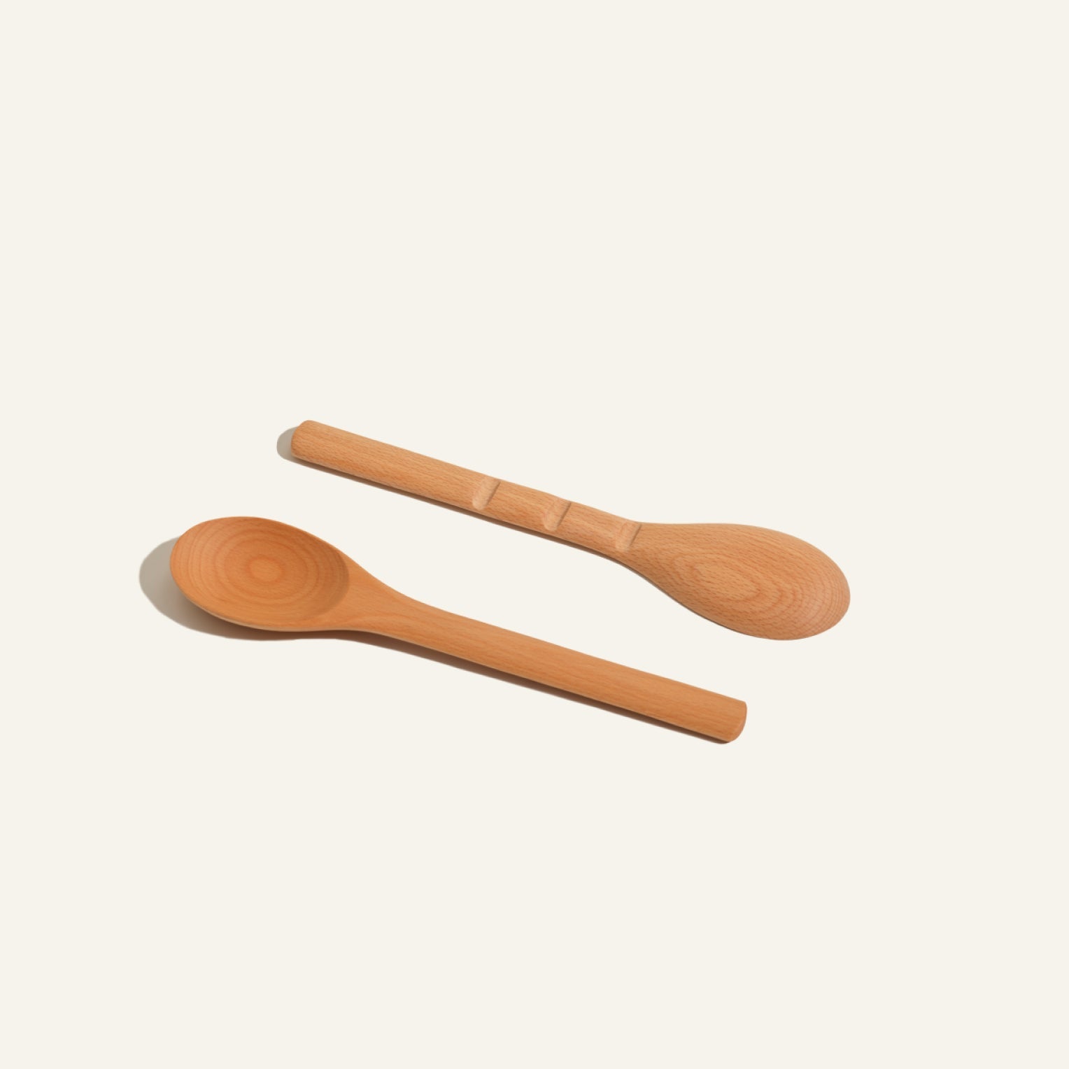 Cuillères de cuisson en hêtre naturel - Lot de 2