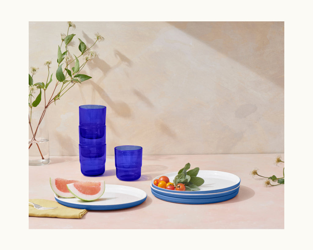 Lot de 4 verres courts empilables faits à la main