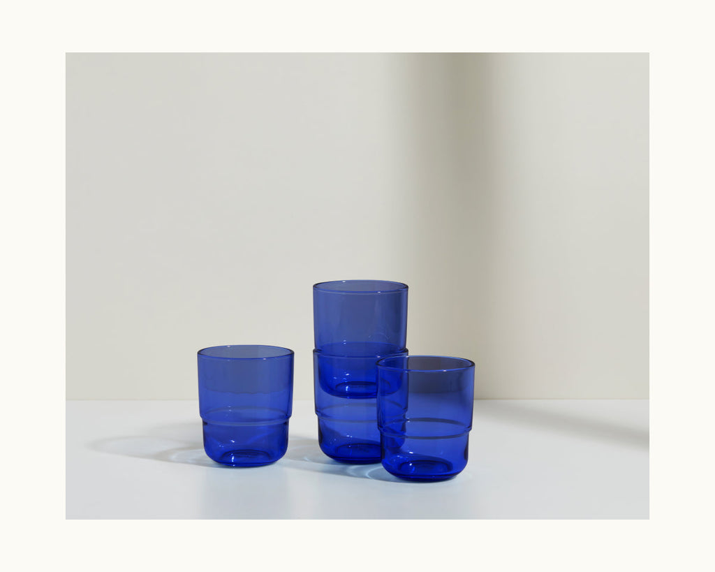 Lot de 4 verres courts empilables faits à la main