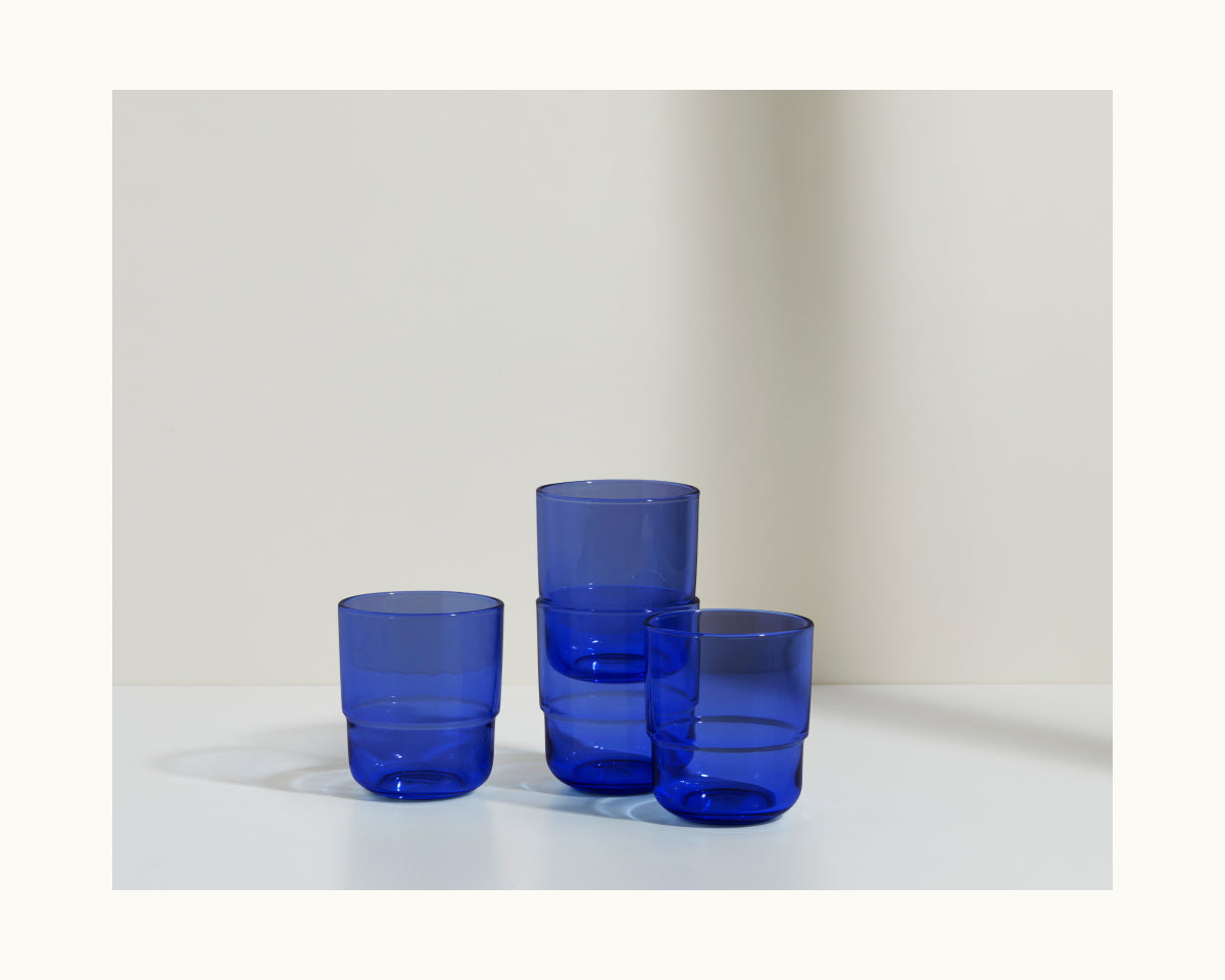 Lot de 4 verres courts empilables faits à la main