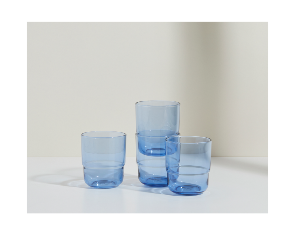 Lot de 4 verres courts empilables faits à la main