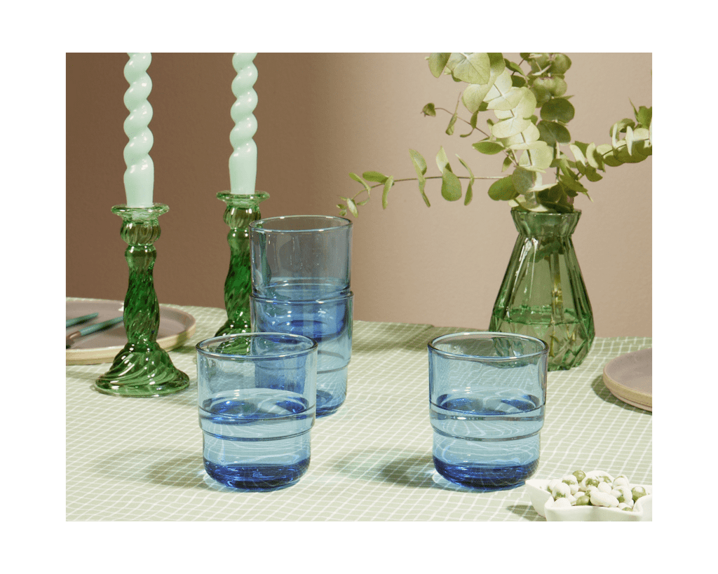 Lot de 4 verres courts empilables faits à la main