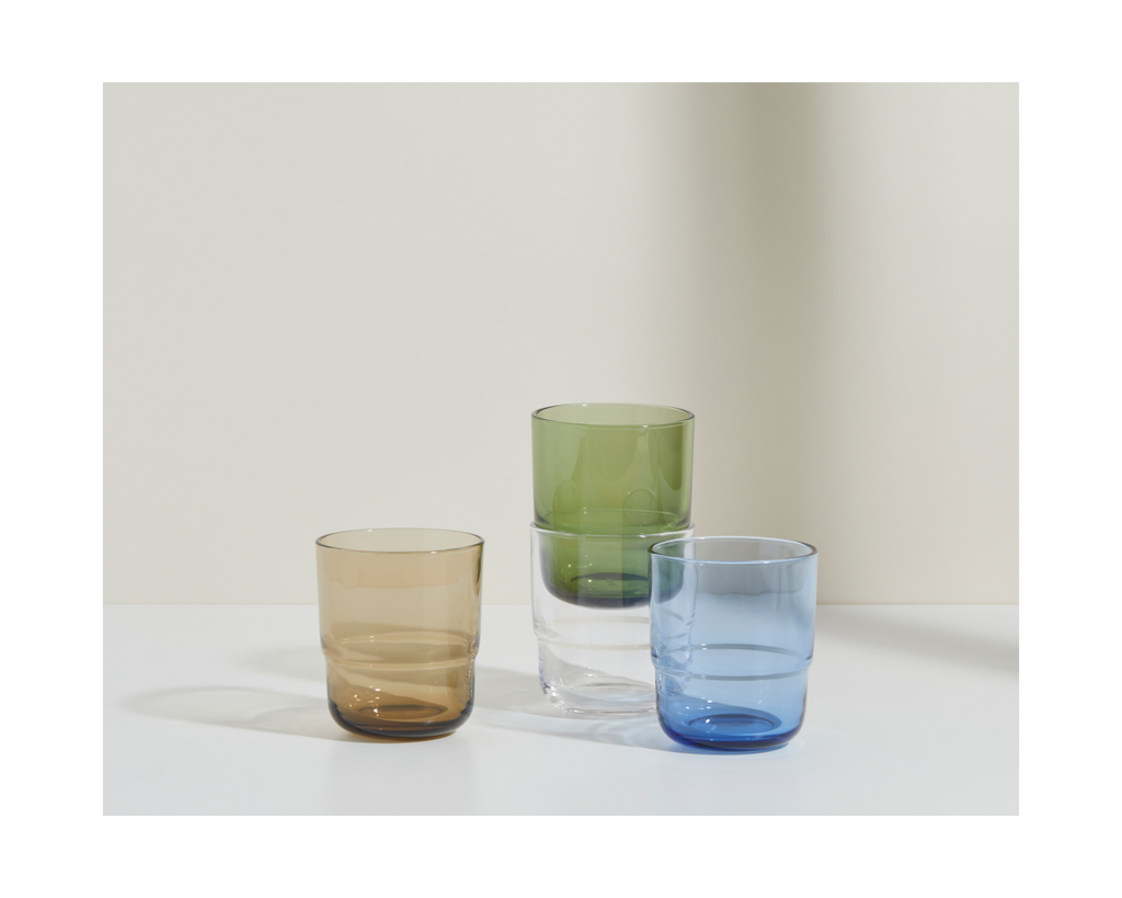 Lot de 4 verres courts empilables faits à la main