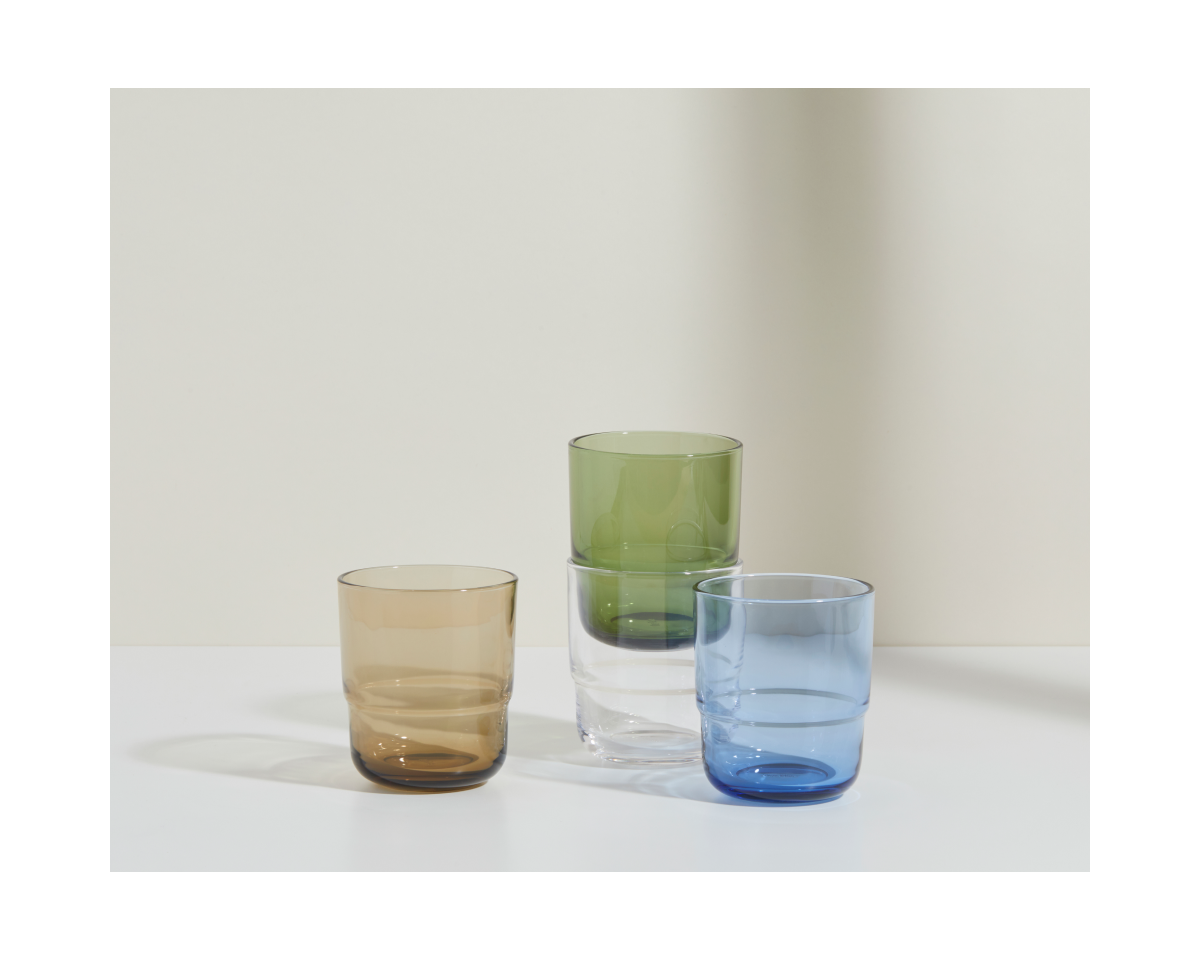 Lot de 4 verres courts empilables faits à la main