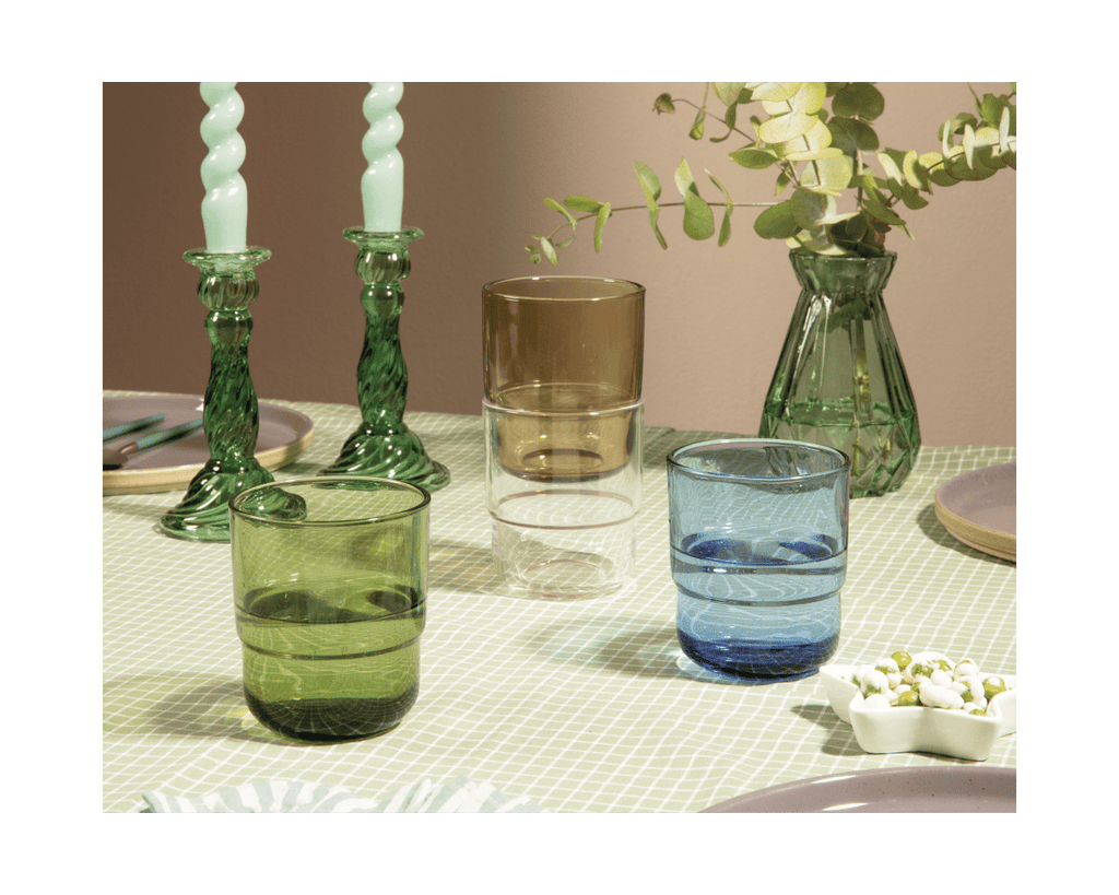 Lot de 4 verres courts empilables faits à la main