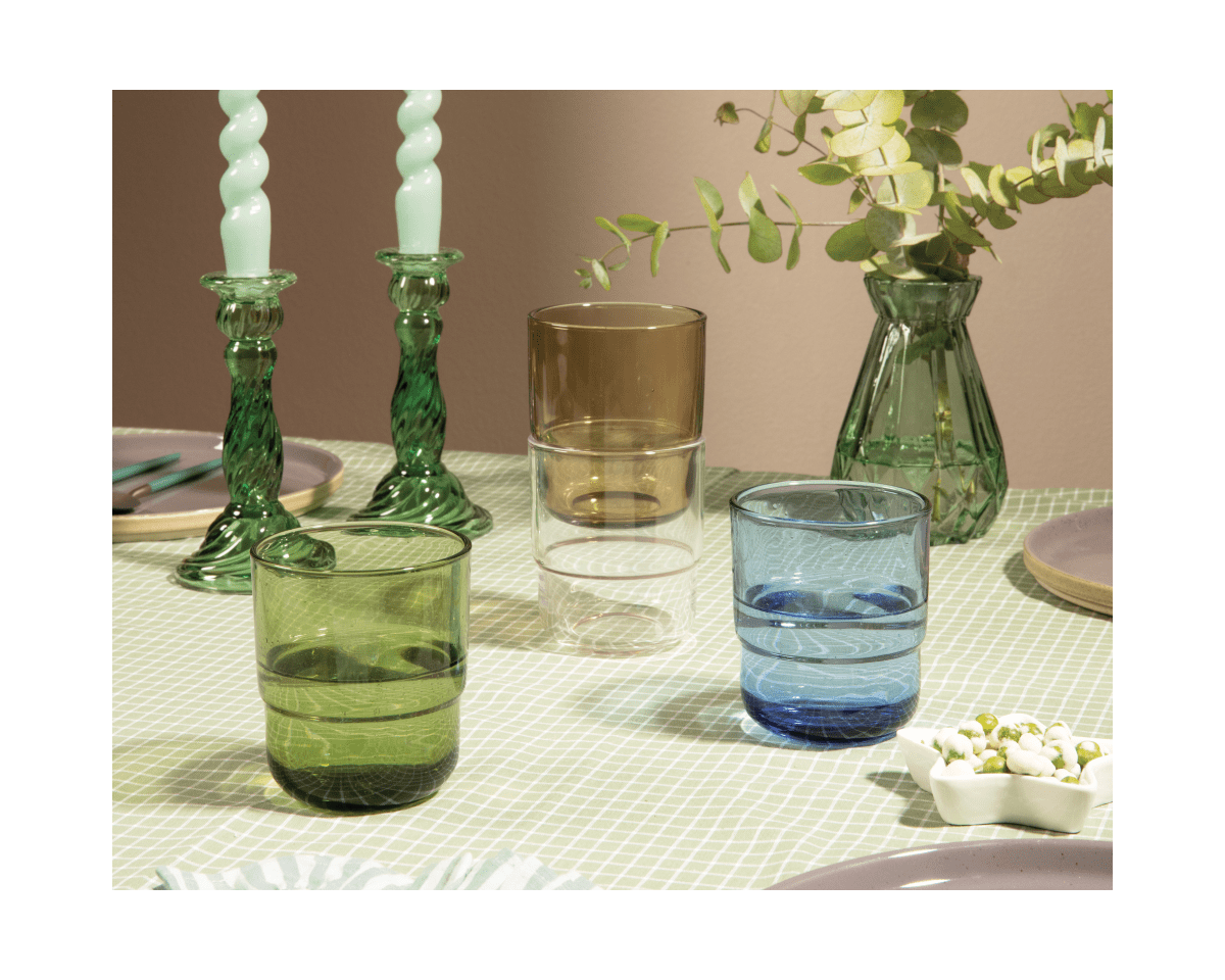 Lot de 4 verres courts empilables faits à la main