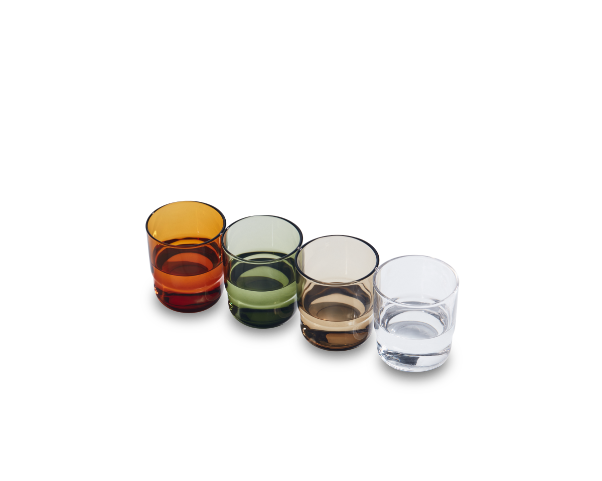 Lot de 4 verres courts empilables faits à la main