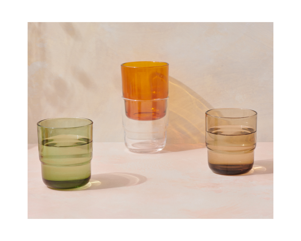 Lot de 4 verres courts empilables faits à la main