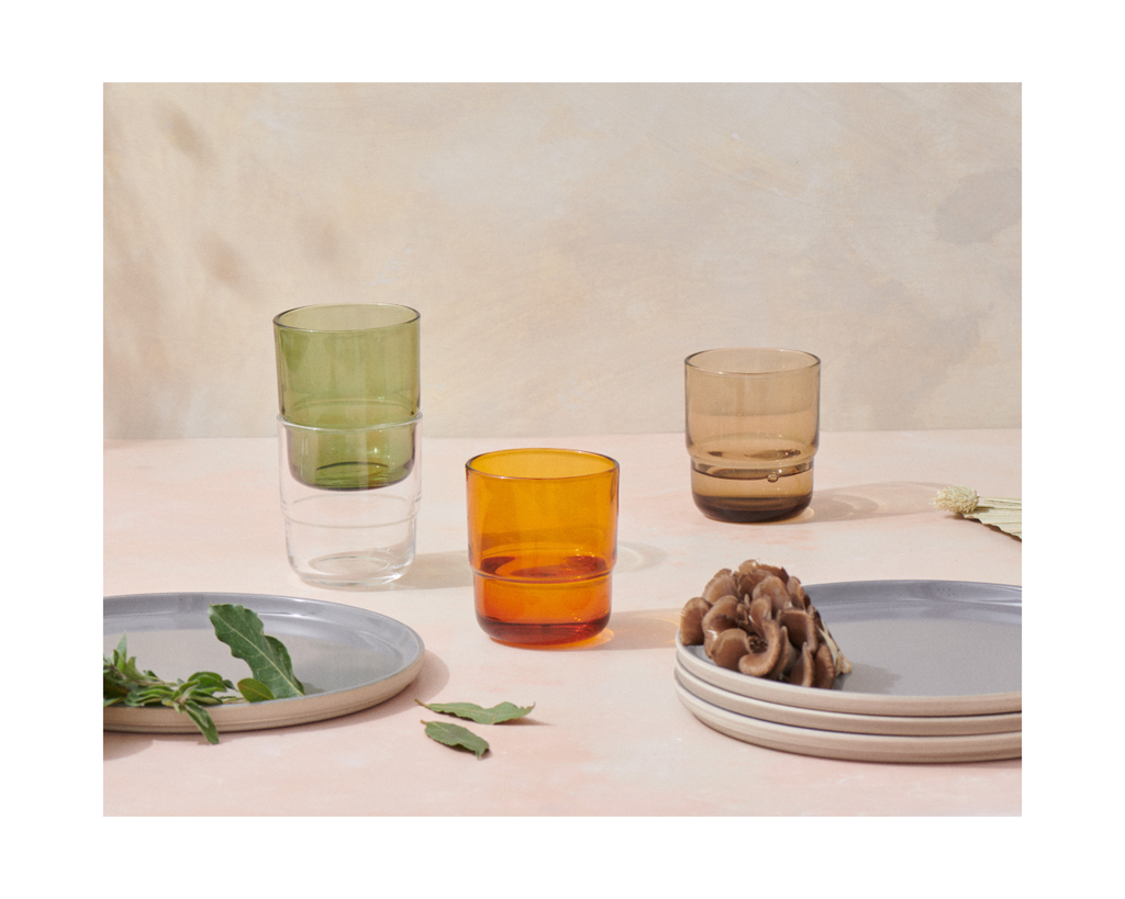 Lot de 4 verres courts empilables faits à la main