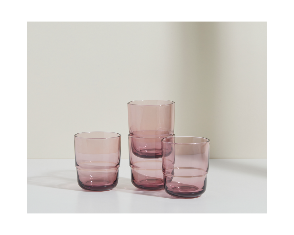 Lot de 4 verres courts empilables faits à la main