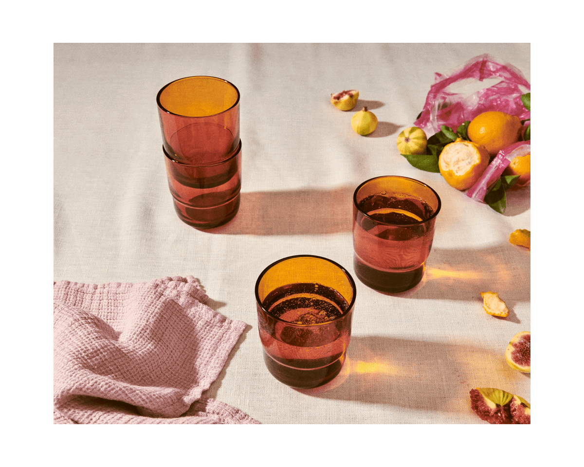 Lot de 4 verres courts empilables faits à la main