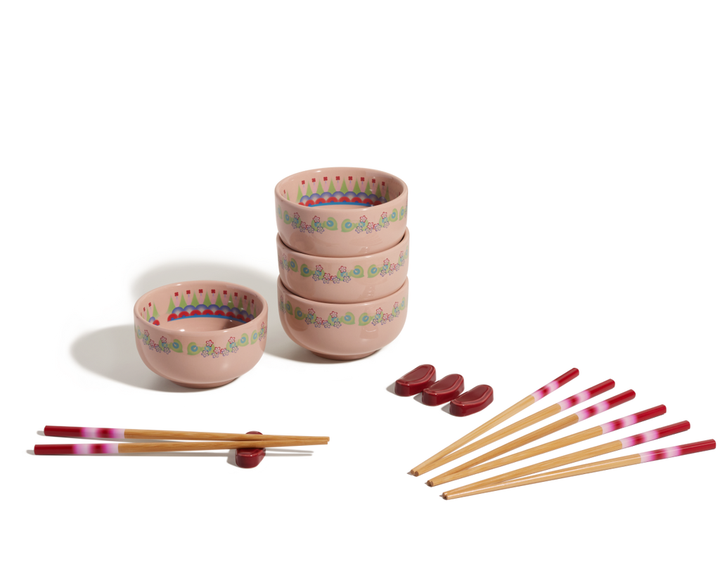 Ensemble de bols à riz en grès émaillé à la main avec baguettes