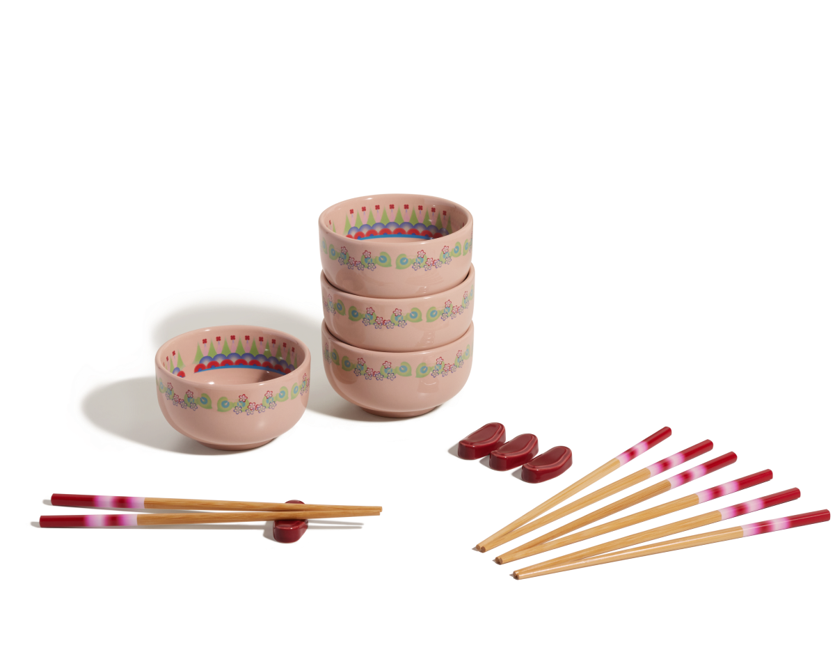 Ensemble de bols à riz en grès émaillé à la main avec baguettes