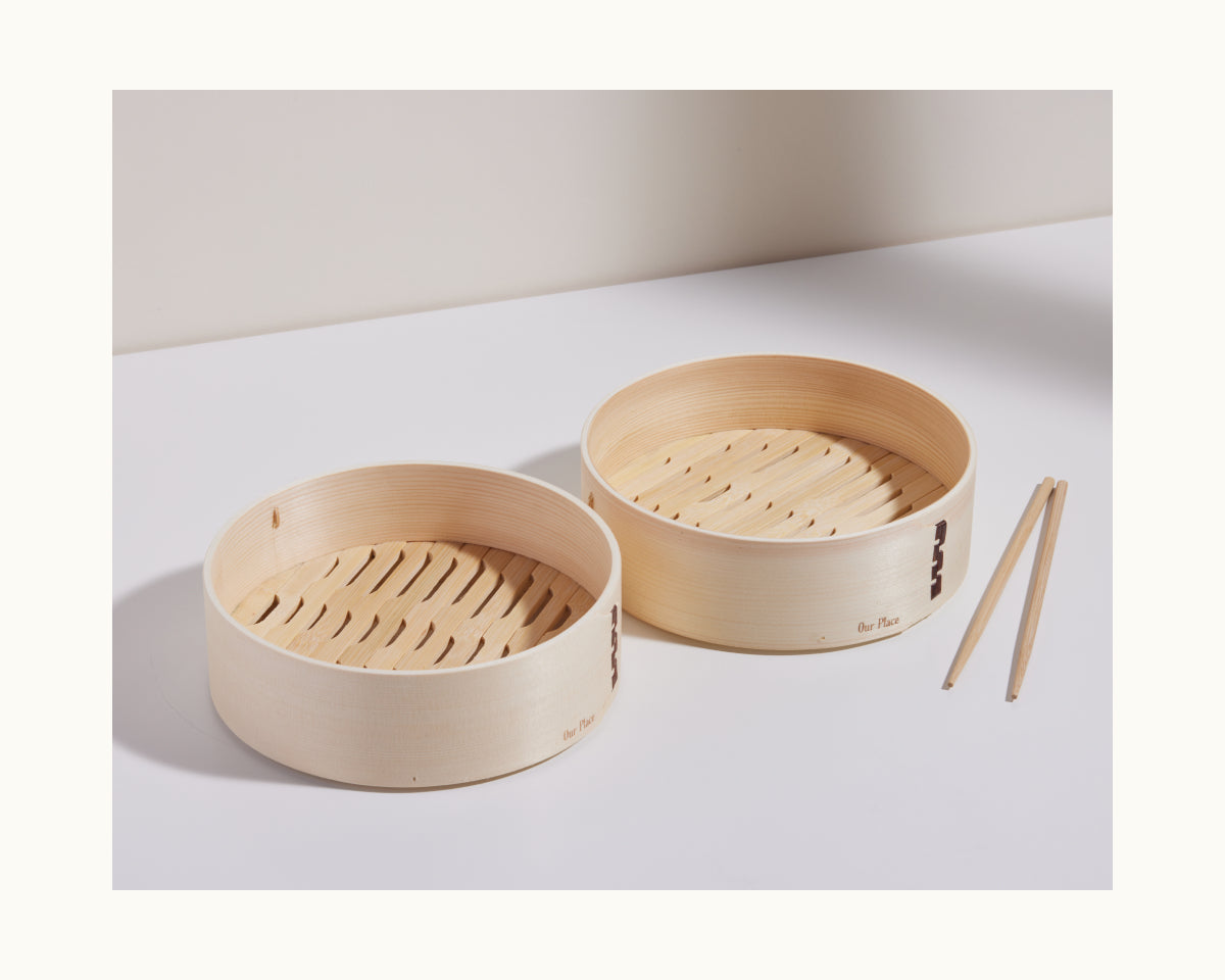 Ensemble de 2 mini-paniers vapeur en bambou