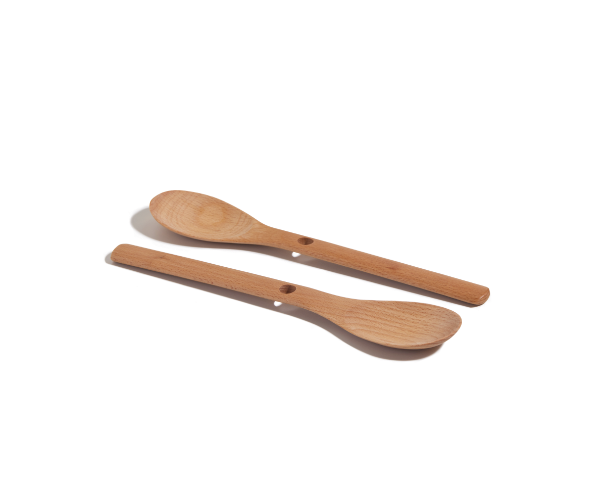 Cuillères de cuisson en hêtre naturel - Lot de 2