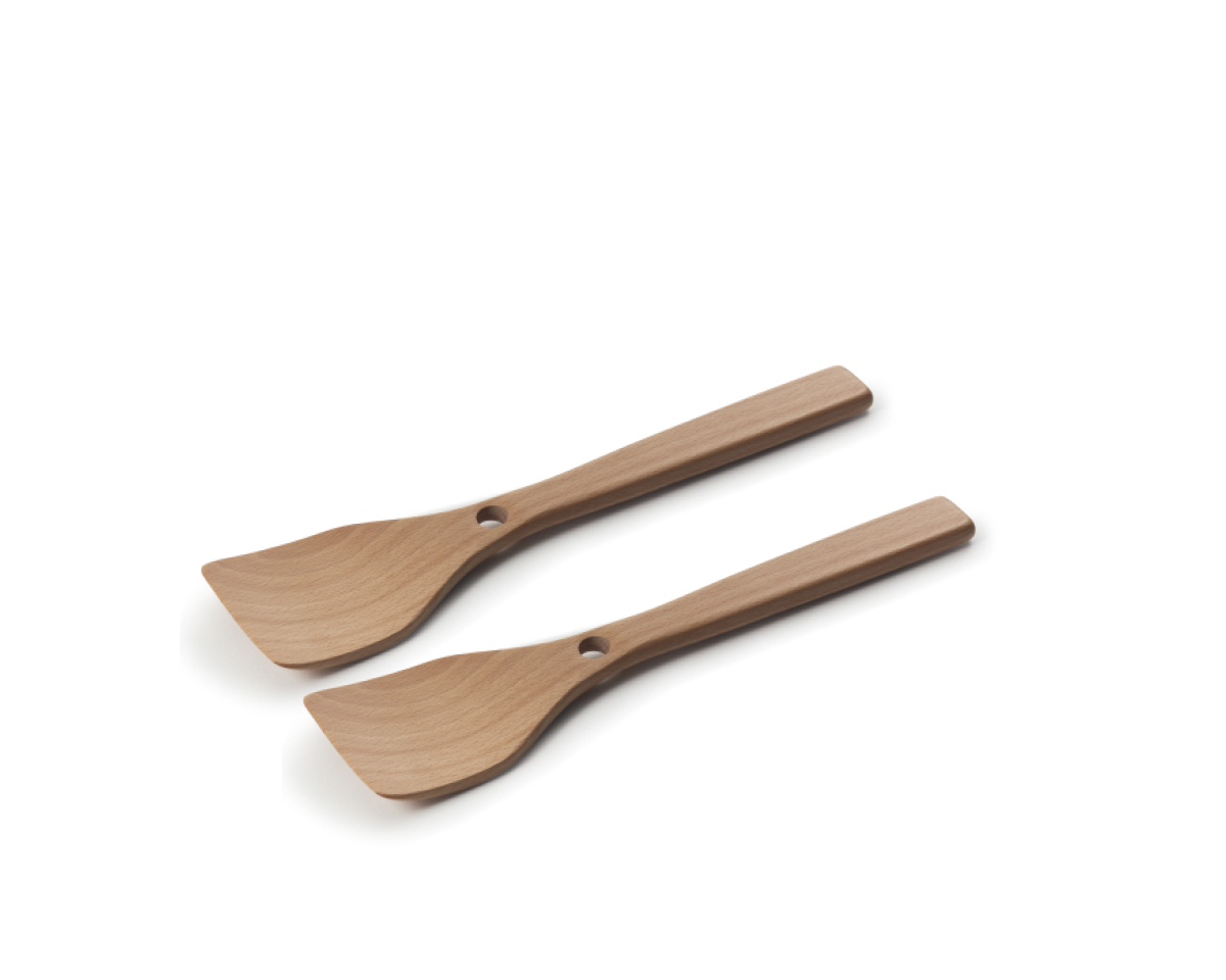 Spatules emboîtables en hêtre naturel – Lot de 2