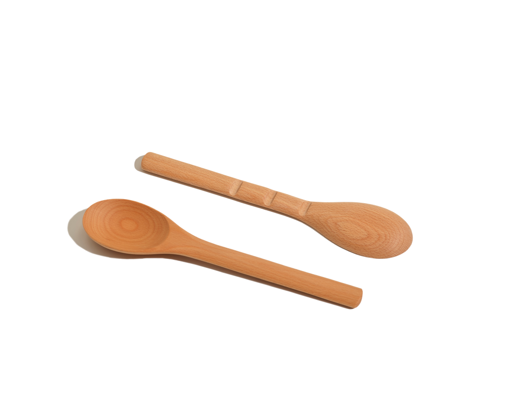 Cuillères de cuisson en hêtre naturel - Lot de 2