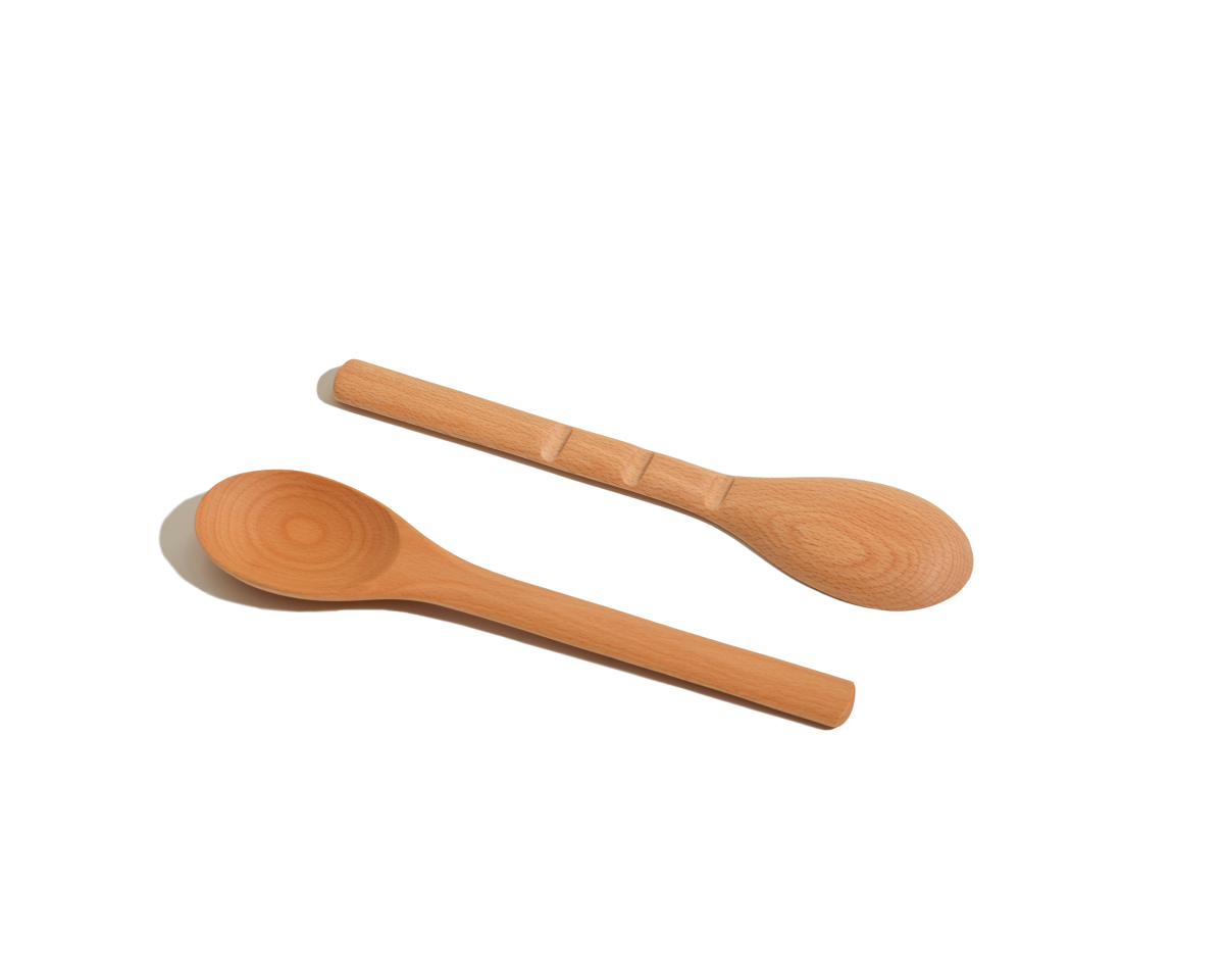 Cuillères de cuisson en hêtre naturel - Lot de 2