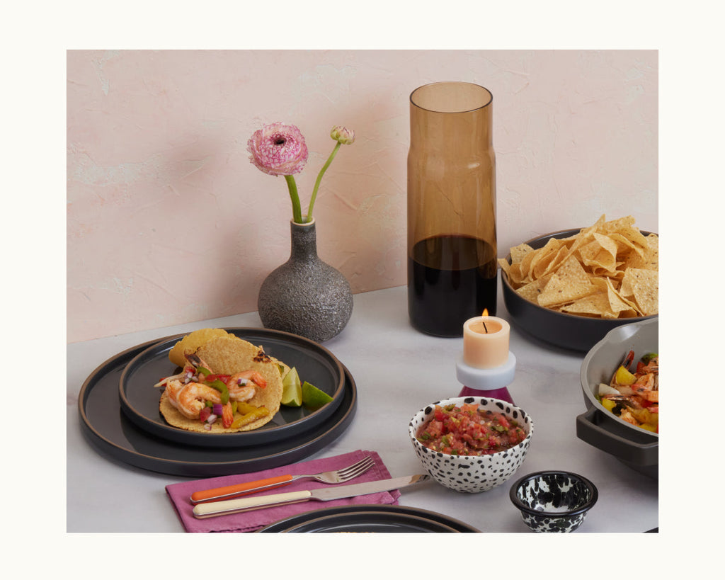 Assiettes en céramique émaillées à la main, lot de 4