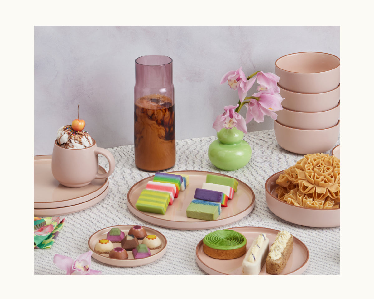 Assiettes en céramique émaillées à la main, lot de 4