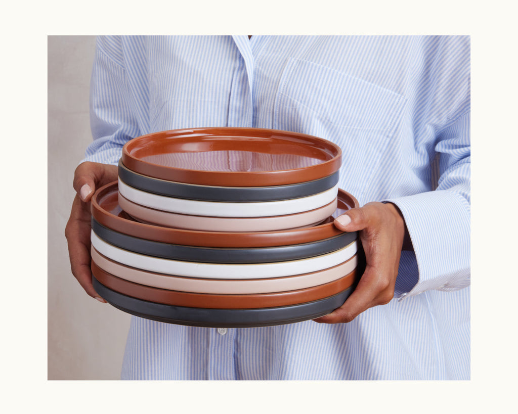 Assiettes en céramique émaillées à la main, lot de 4