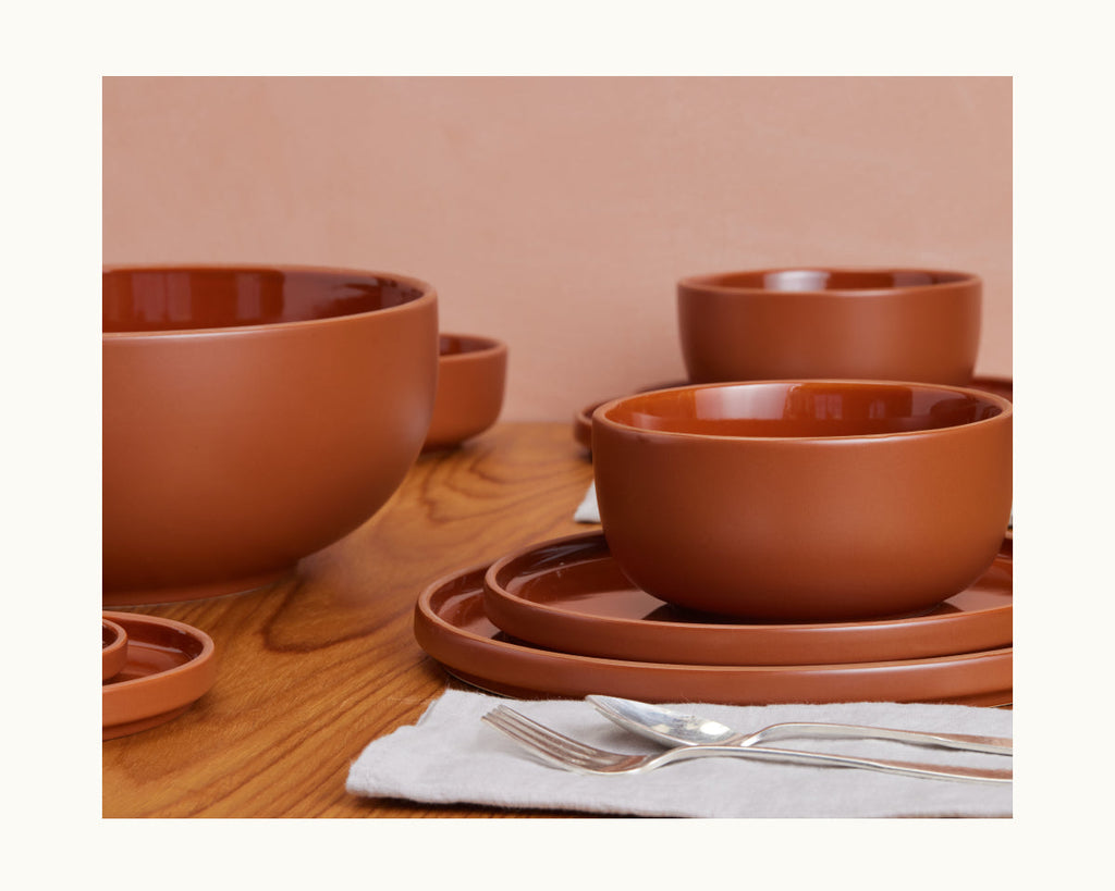 Assiettes en céramique émaillées à la main, lot de 4