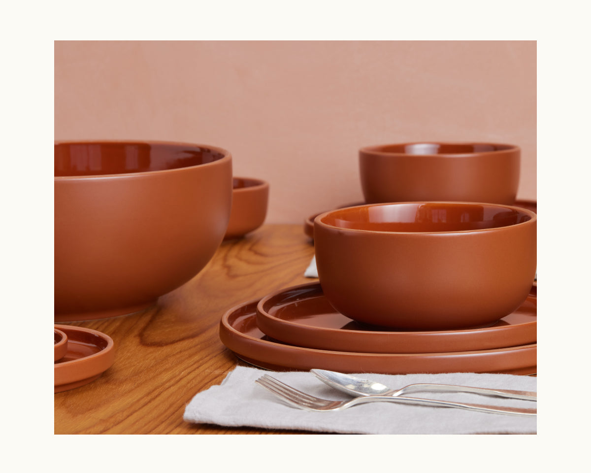 Assiettes en céramique émaillées à la main, lot de 4