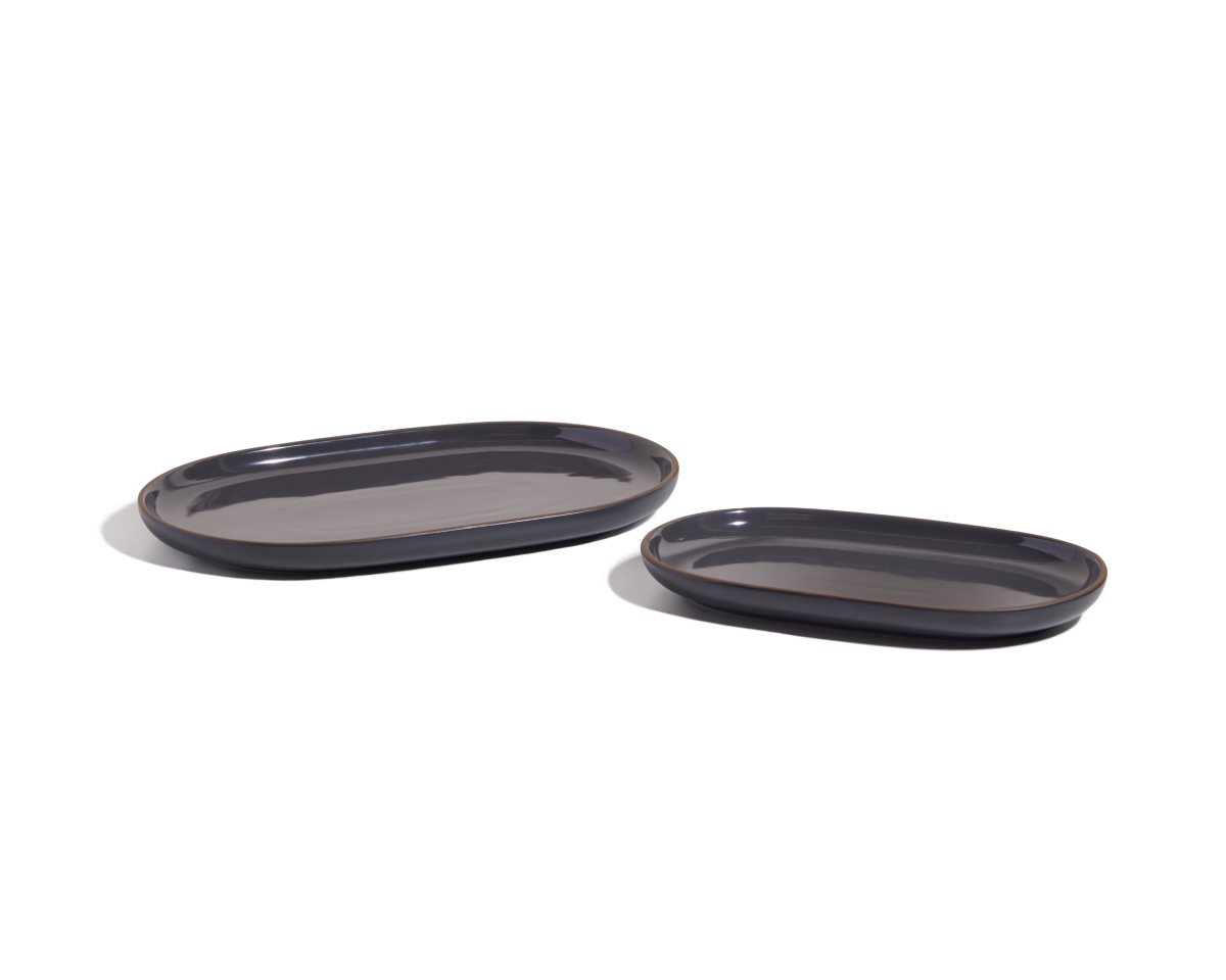 Plats de service en céramique émaillés à la main – Lot de 2
