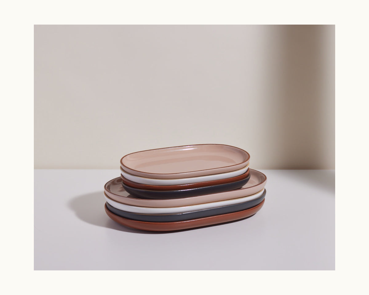 Plats de service en céramique émaillés à la main – Lot de 2