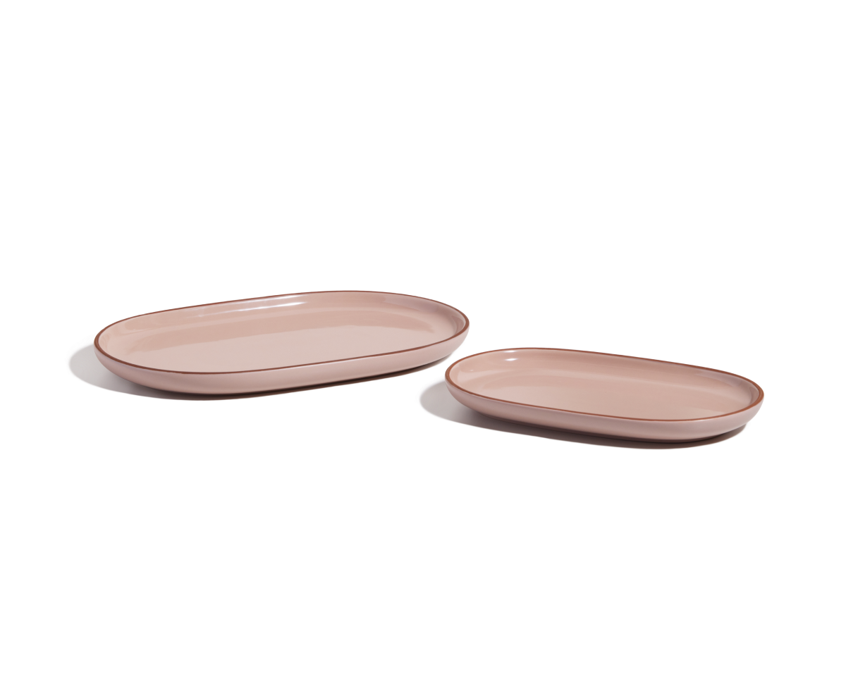 Plats de service en céramique émaillés à la main – Lot de 2