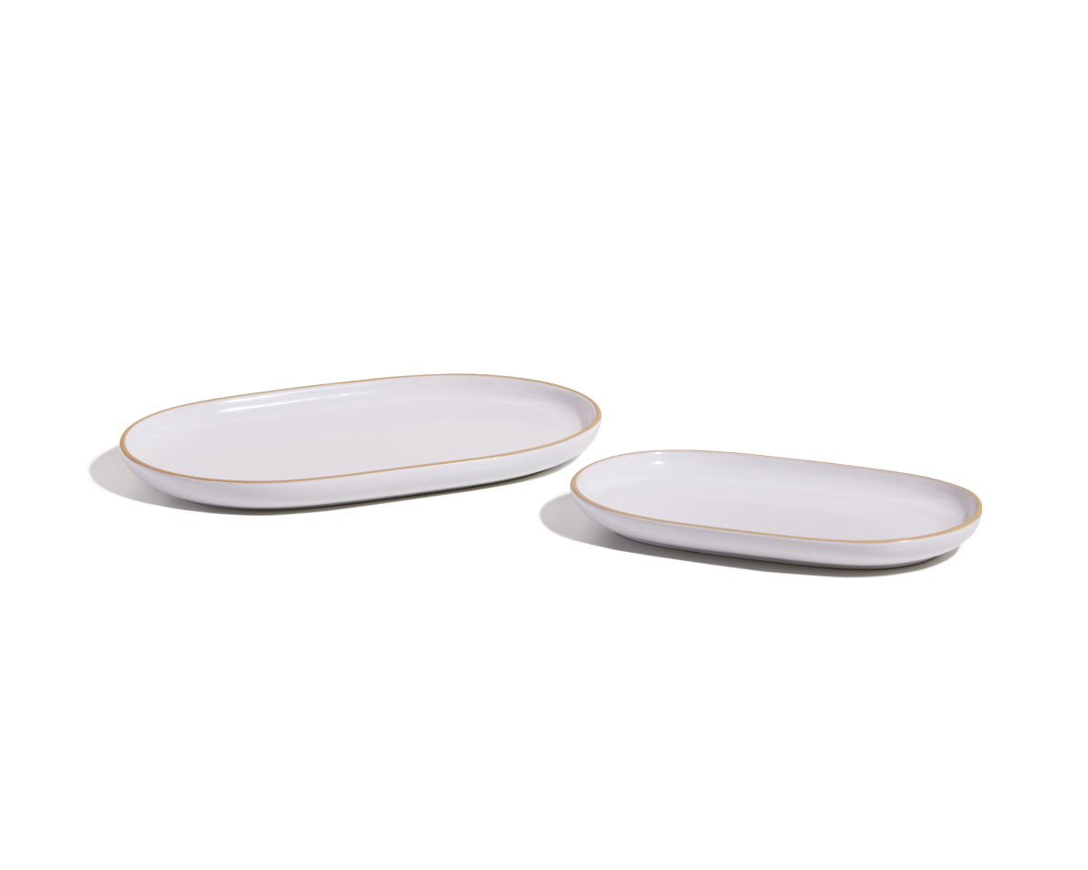 Plats de service en céramique émaillés à la main – Lot de 2