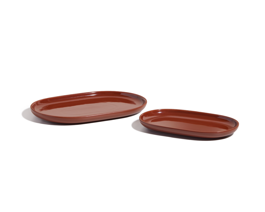 Plats de service en céramique émaillés à la main – Lot de 2