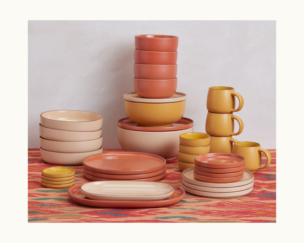 Assiettes à salade en céramique émaillées à la main, lot de 4
