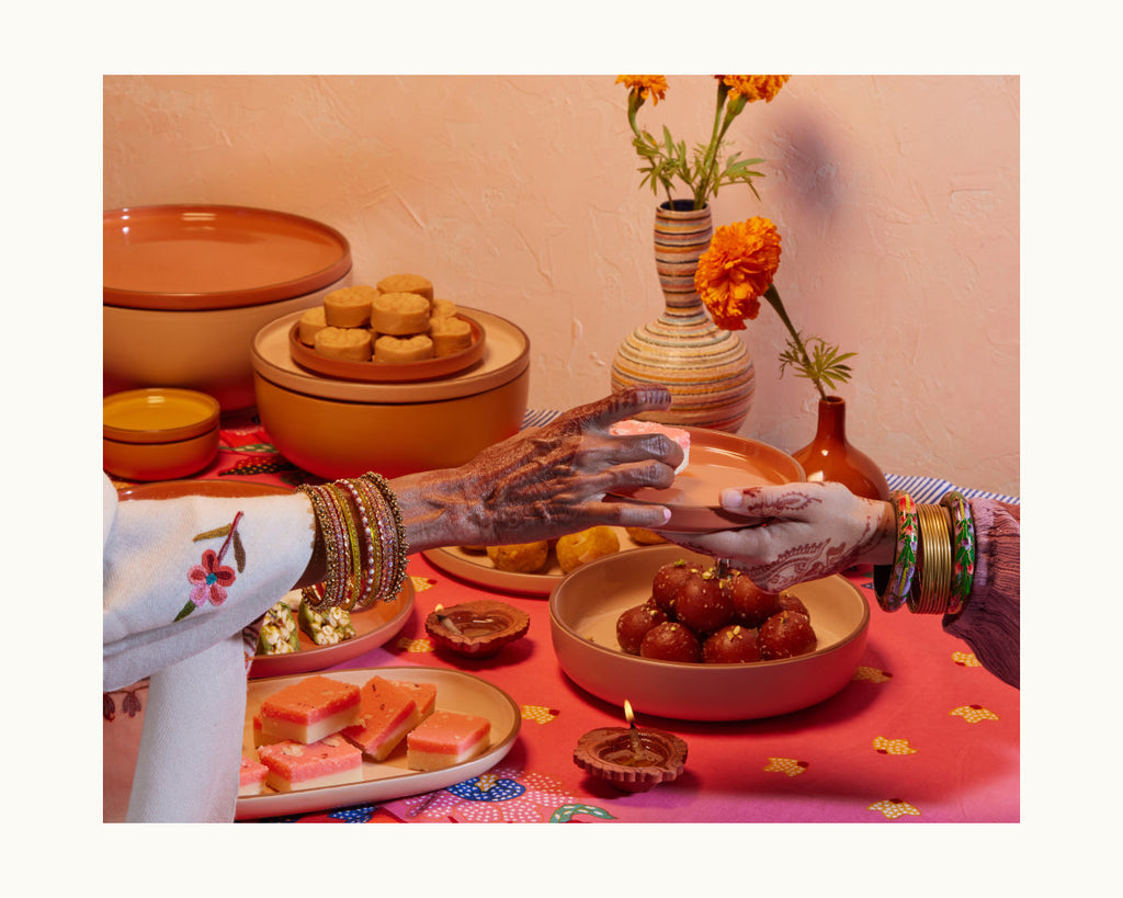 Assiettes à salade en céramique émaillées à la main, lot de 4
