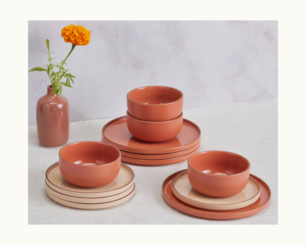 Assiettes à salade en céramique émaillées à la main, lot de 4