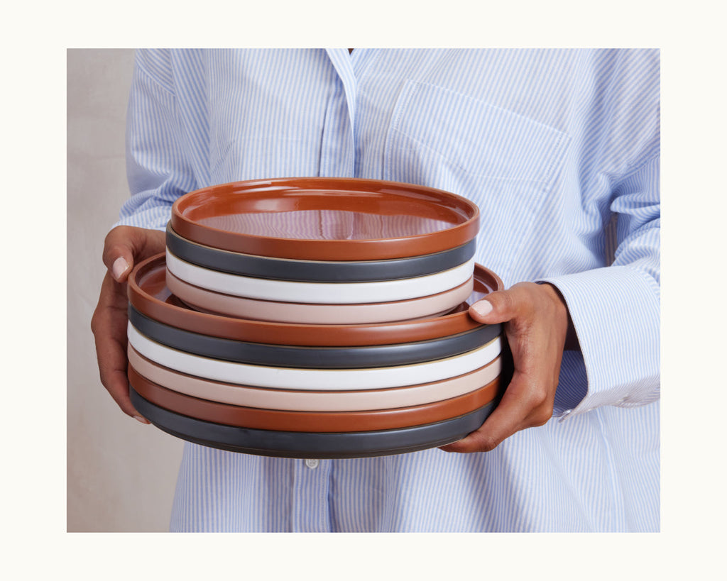 Assiettes à salade en céramique émaillées à la main, lot de 4