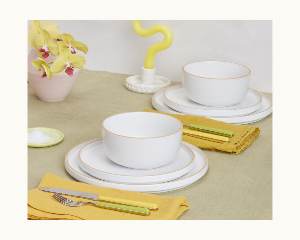 Assiettes à salade en céramique émaillées à la main, lot de 4