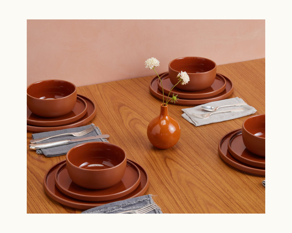 Assiettes à salade en céramique émaillées à la main, lot de 4