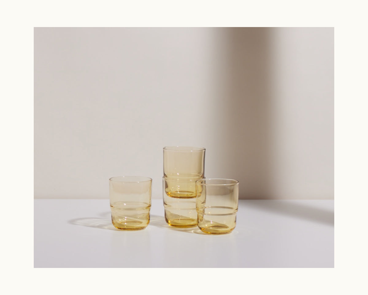 Lot de 4 verres courts empilables faits à la main