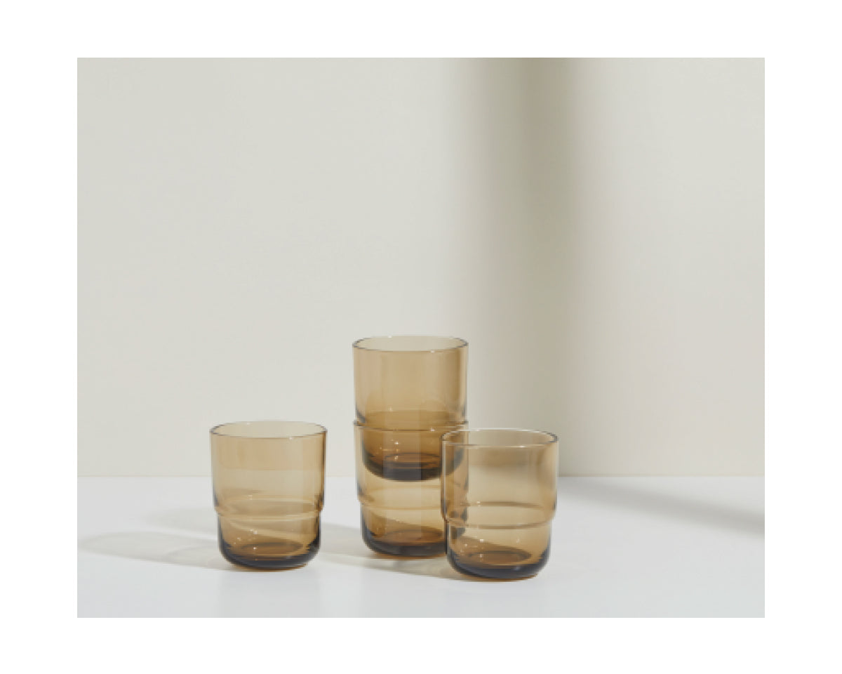 Lot de 4 verres courts empilables faits à la main