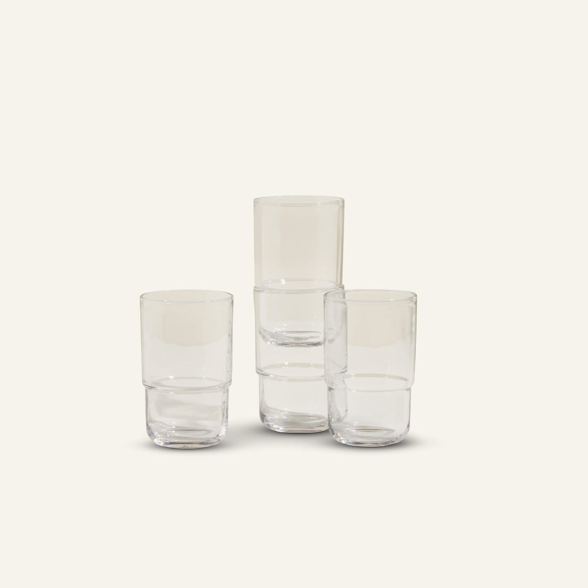 Lot de 4 gobelets hauts empilables faits à la main en verre