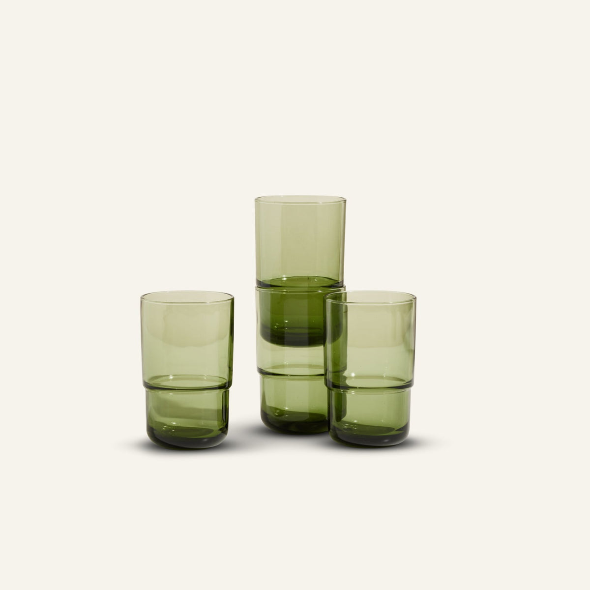 Lot de 4 gobelets hauts empilables faits à la main en verre