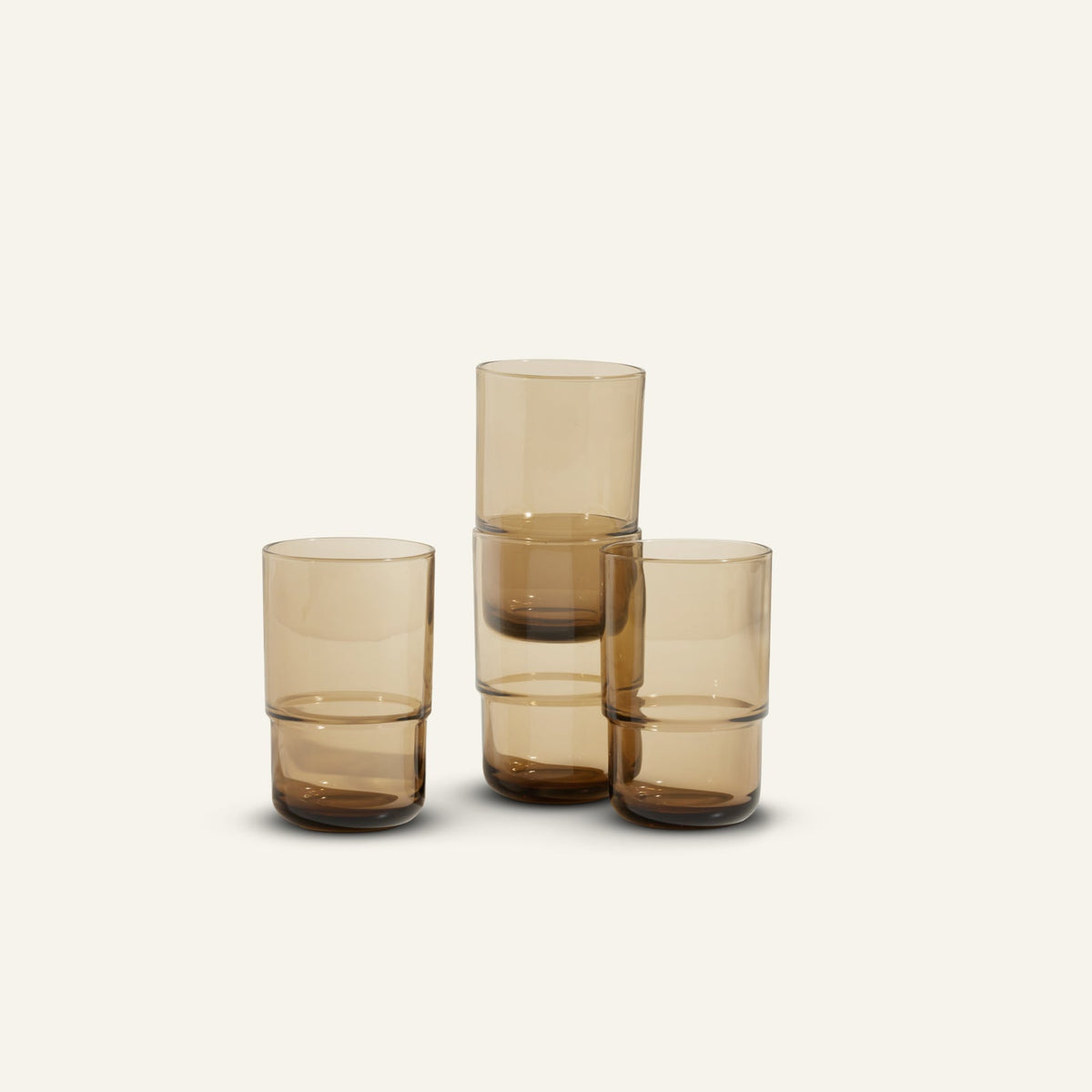 Lot de 4 gobelets hauts empilables faits à la main en verre