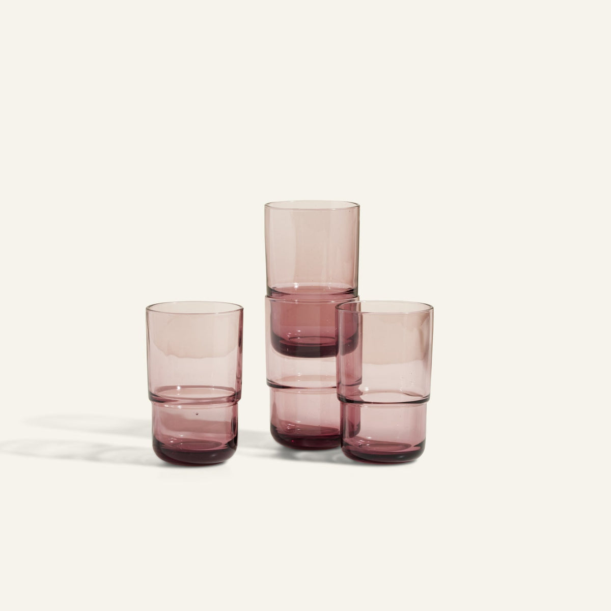 Lot de 4 gobelets hauts empilables faits à la main en verre