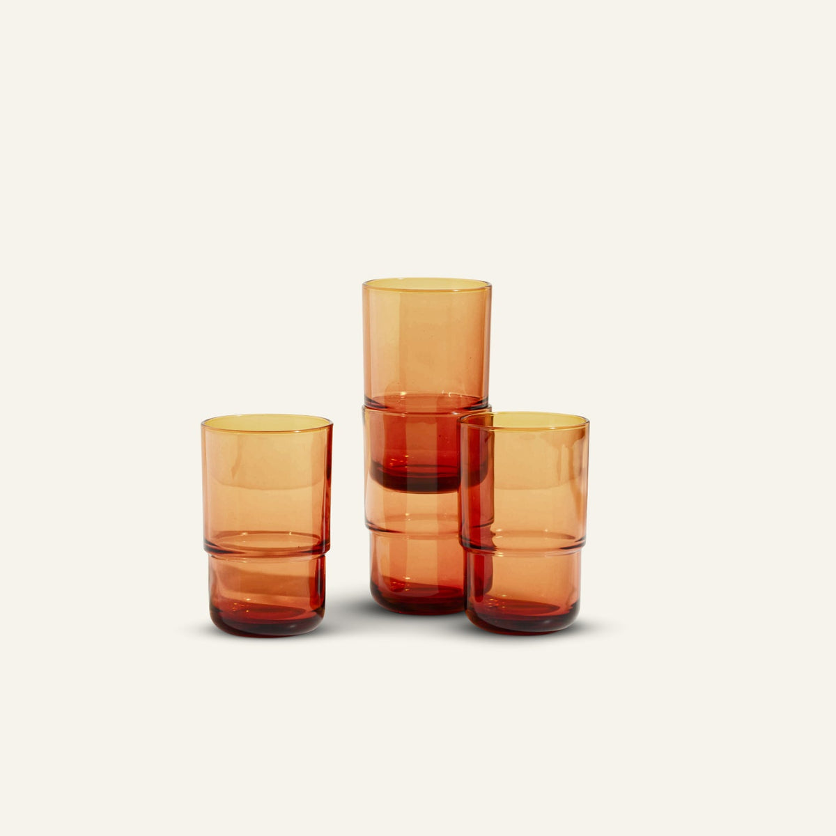 Lot de 4 gobelets hauts empilables faits à la main en verre