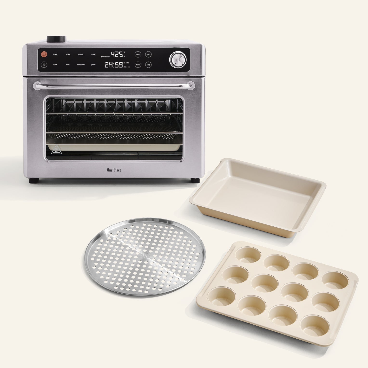 Friteuse à air numérique 8-en-1 et four grille-pain + ensemble d'accessoires de chef