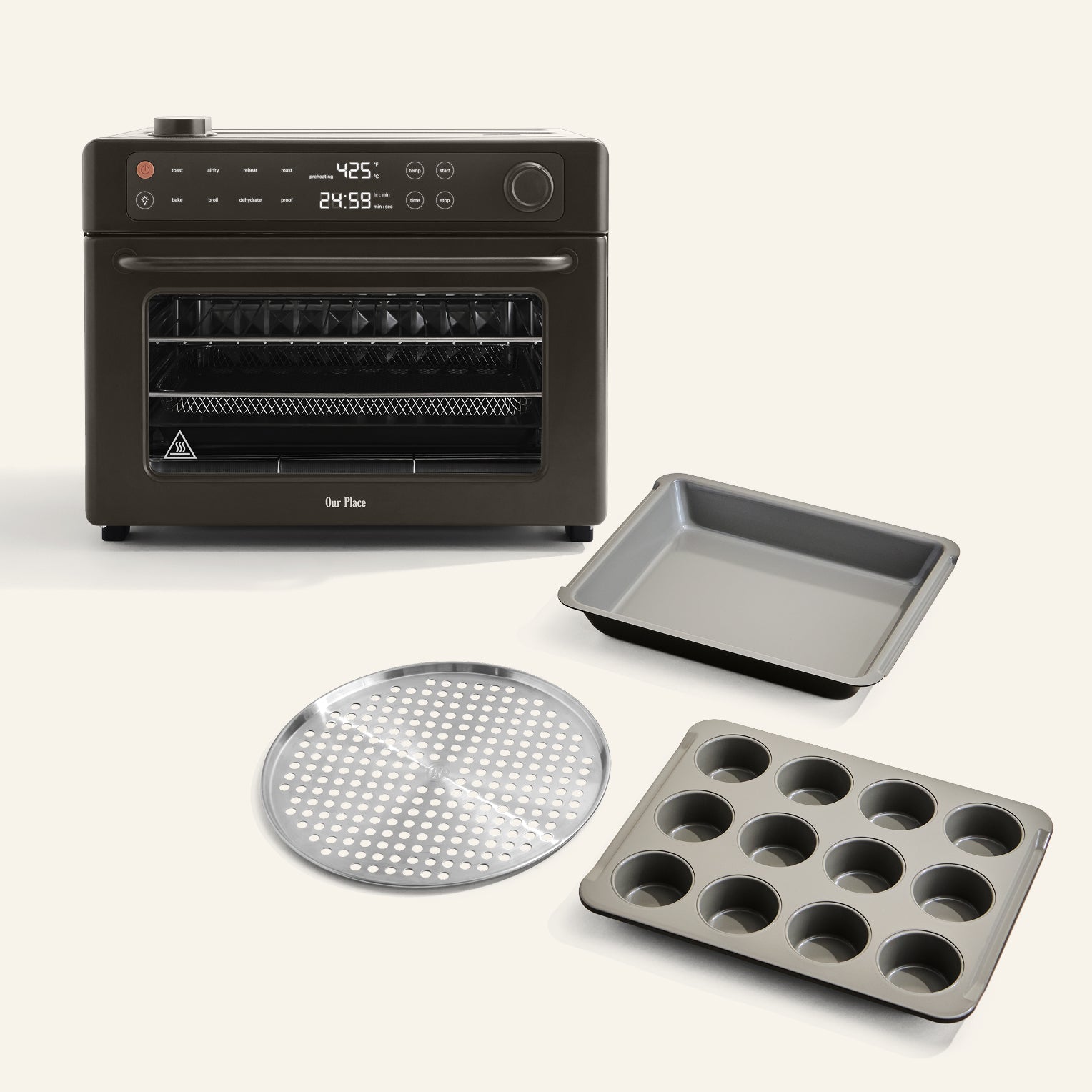 Friteuse à air numérique 8-en-1 et four grille-pain + ensemble d'accessoires de chef