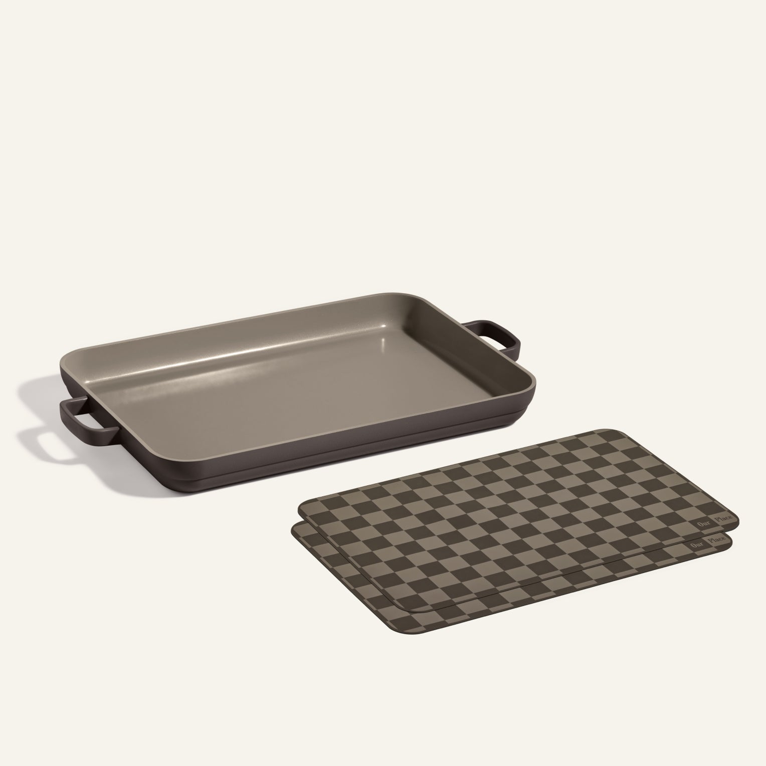 Batterie de cuisine : poêle-grill antiadhésive + tapis de cuisson réutilisables en silicone