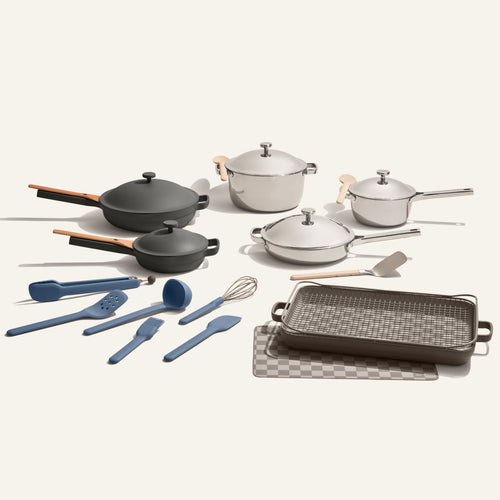 Batterie de cuisine et ustensiles en céramique et titane, 25 pièces